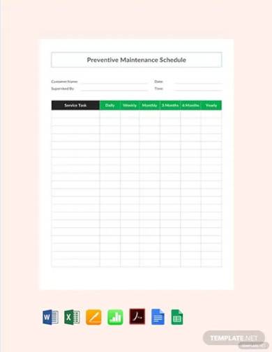 free preventive maintenance schedule template