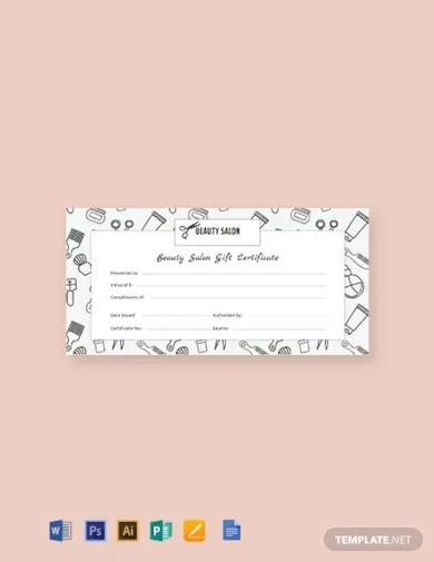 FREE 10 Salon Gift Certificate Samples In MS Word PSD AI 