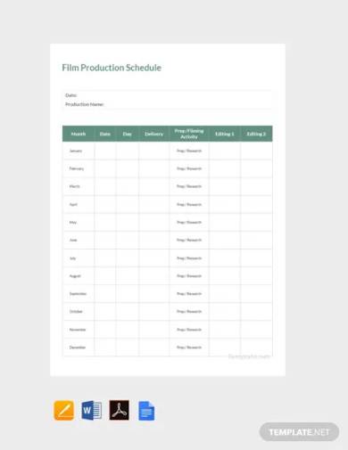 free sample film production schedule template