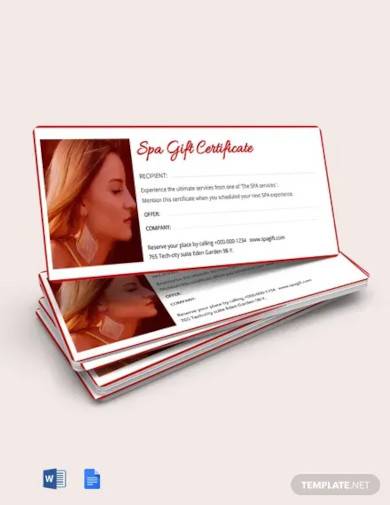 free simple spa gift certificate template