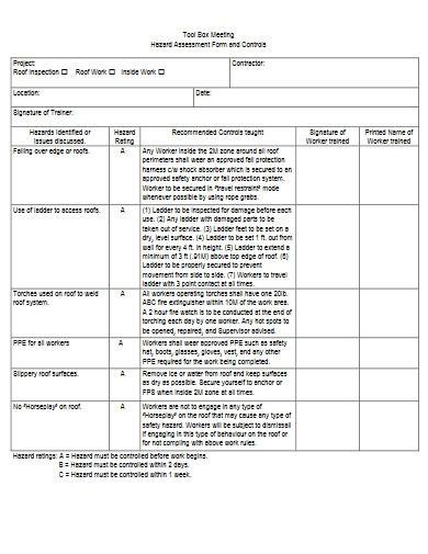 hazard assessment form format