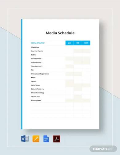 media schedule template