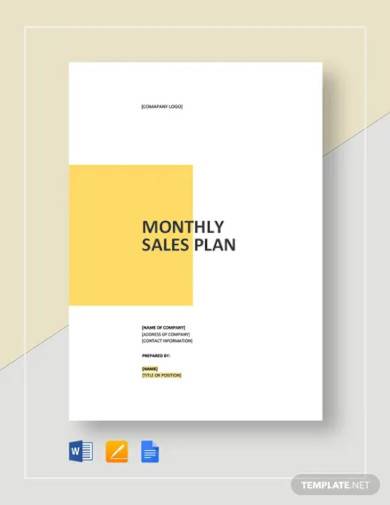 monthly sales plan template