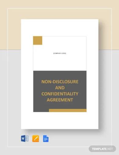non disclosure and confidentiality agreement template