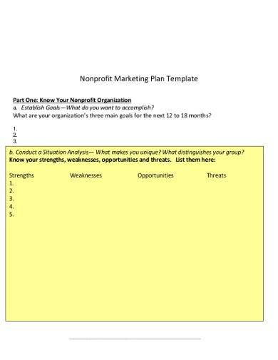 non profit marketing plan template