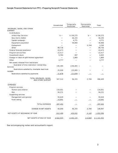 nonprofit financial statement format