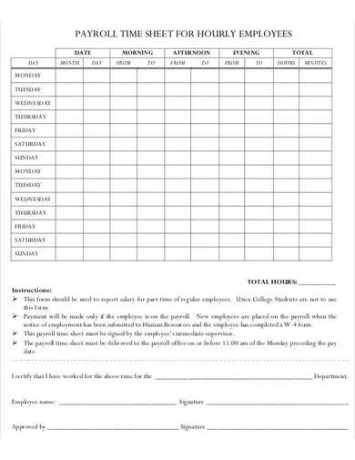 payroll time sheet template