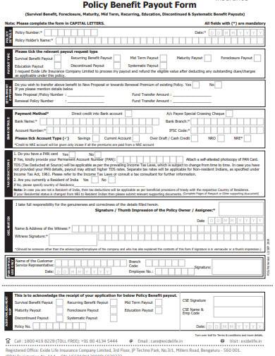 policy benefit payout form