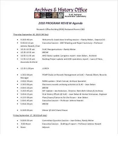 program review agenda sample
