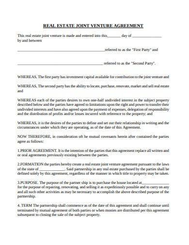 real estate joint venture agreement template