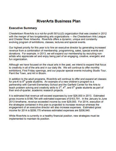 riverarts business plan template