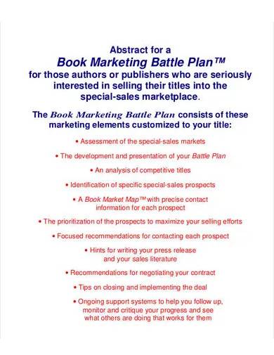 sample book marketing battle plan
