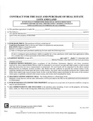 sample contract for sale and purchase of real estate