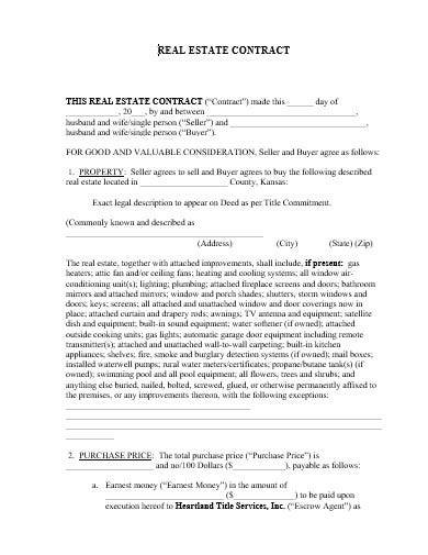 sample real estate contract
