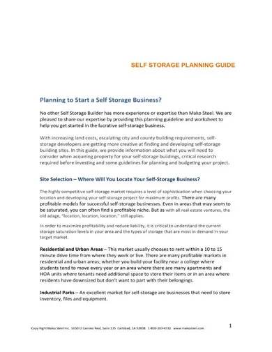 self storage business plan