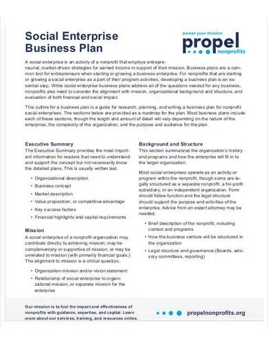 social enterprise business plan