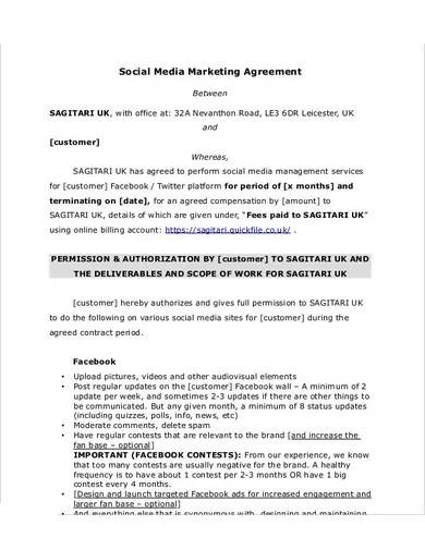 social media marketing agreement