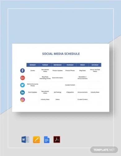 social media schedule template