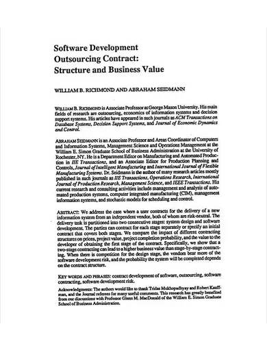 software development outsourcing contract