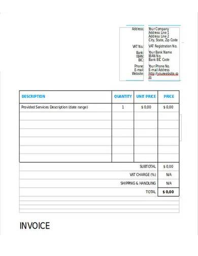 standard bakery invoice template