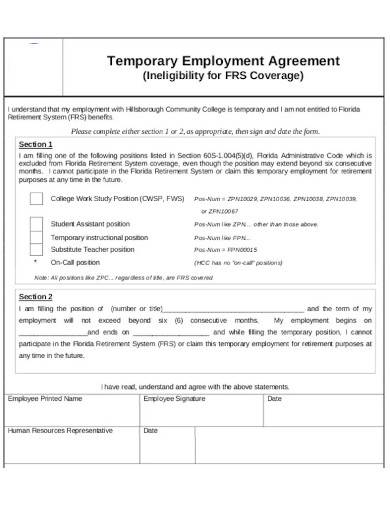 temporary employment agreement template