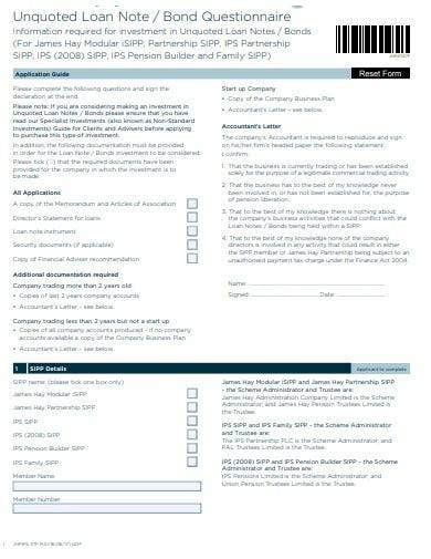 unquoted loan note template