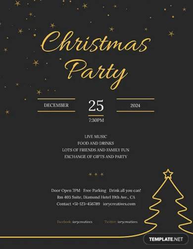 free christmas holiday party poster template