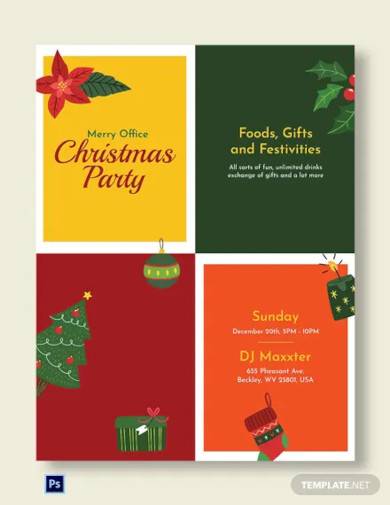 free office holiday party poster template