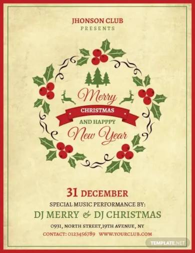free vintage christmas party poster template