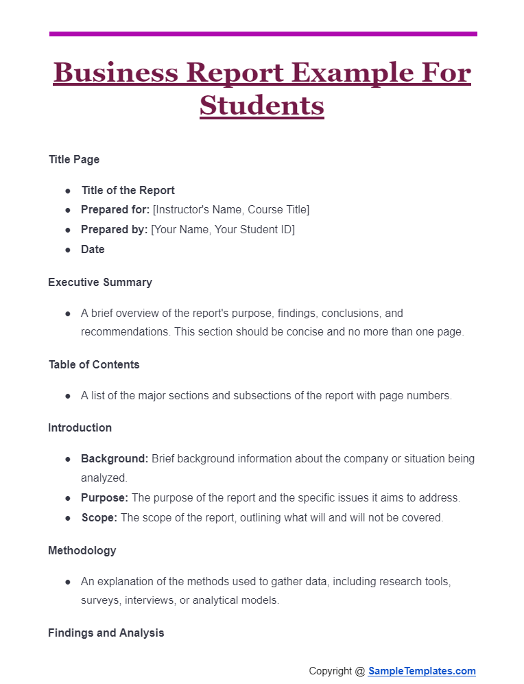 business report example for students