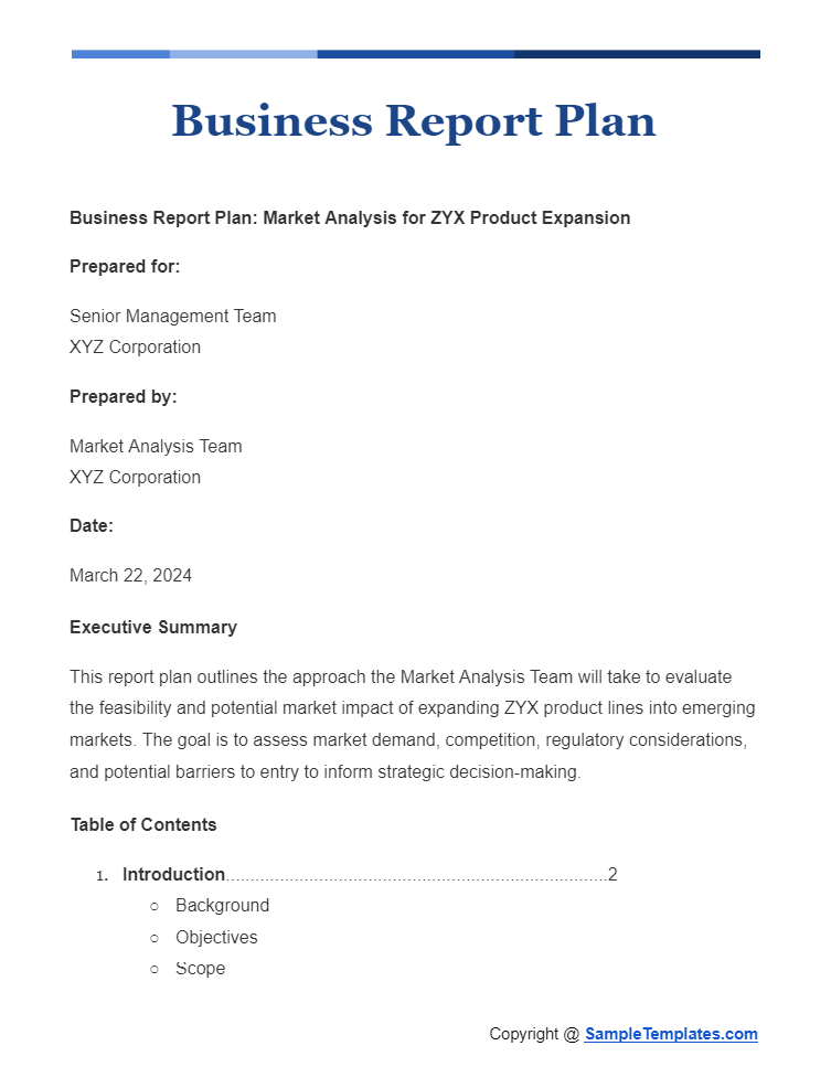 business report plan