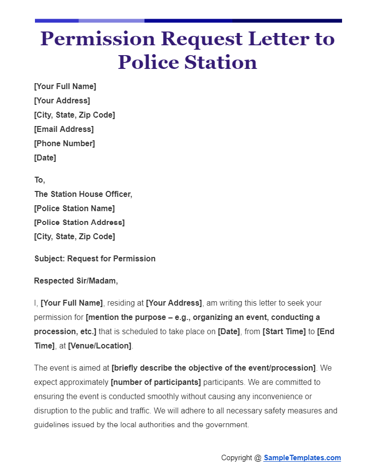 permission request letter to police station