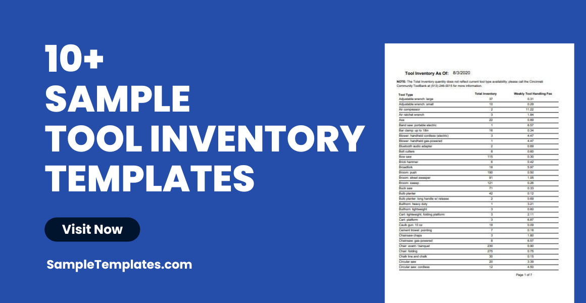 sample tool inventory templates