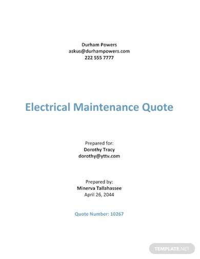 electrical work quotation template