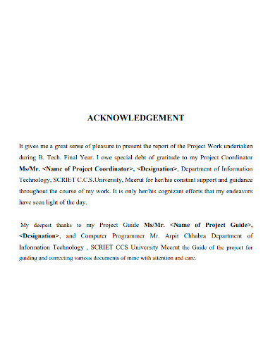 acknowledgement for engineering project report sample