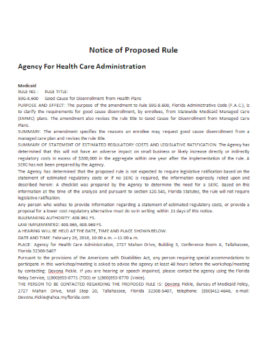 agency health care proposal