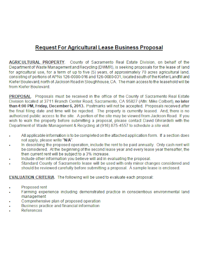 agricultural lease business request for proposal