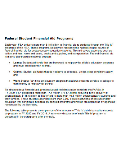 annual student financial aid report