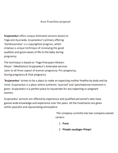 area franchise proposal