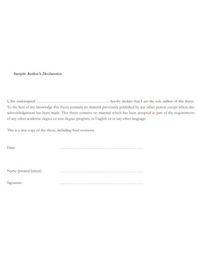 authors declaration statement sample