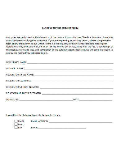 autopsy report request form