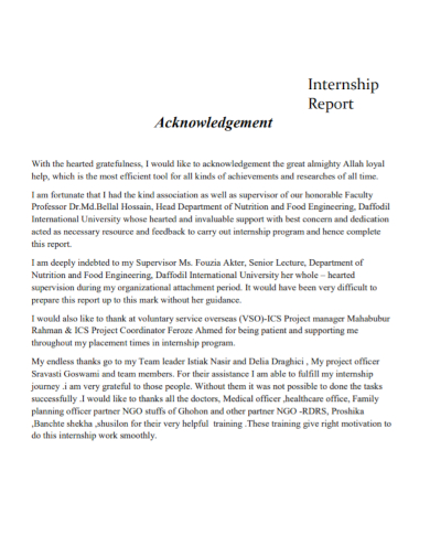 awareness internship acknowledgement report
