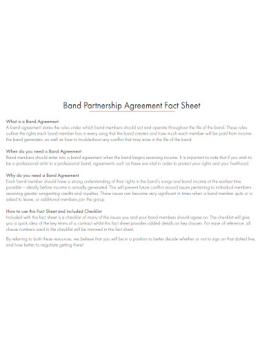 band partnership agreement fact sheet