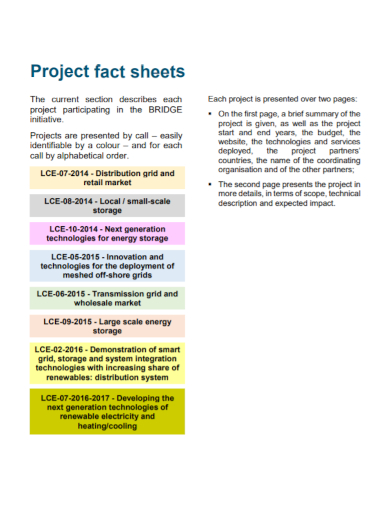 bridge project fact sheet