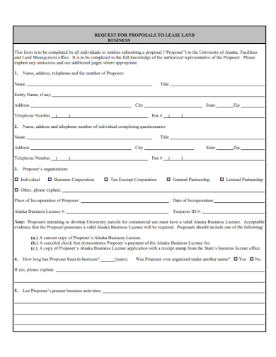 business lease request for proposal