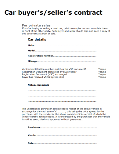 car buyers sellers contract
