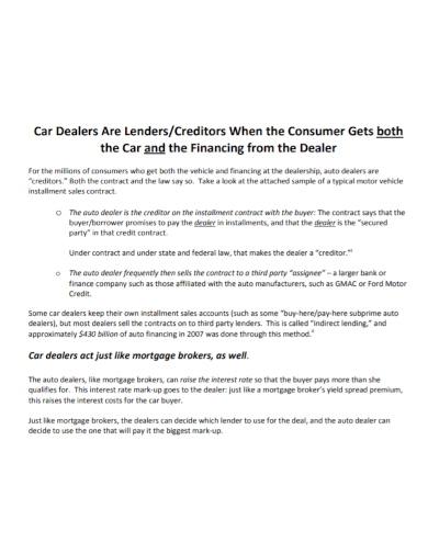car installment sales contract