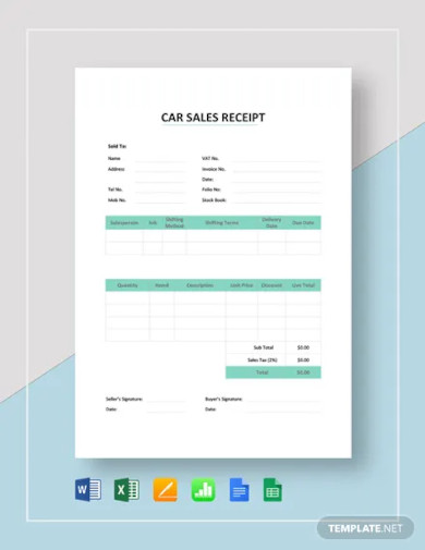 car sale receipt template