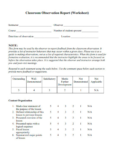 FREE 10+ Classroom Observation Report Samples [ Elementary, Teaching Sns-Brigh10