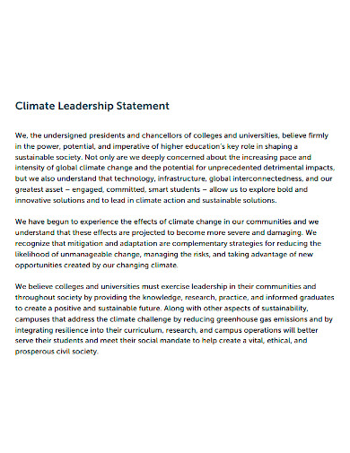 climate leadership statement